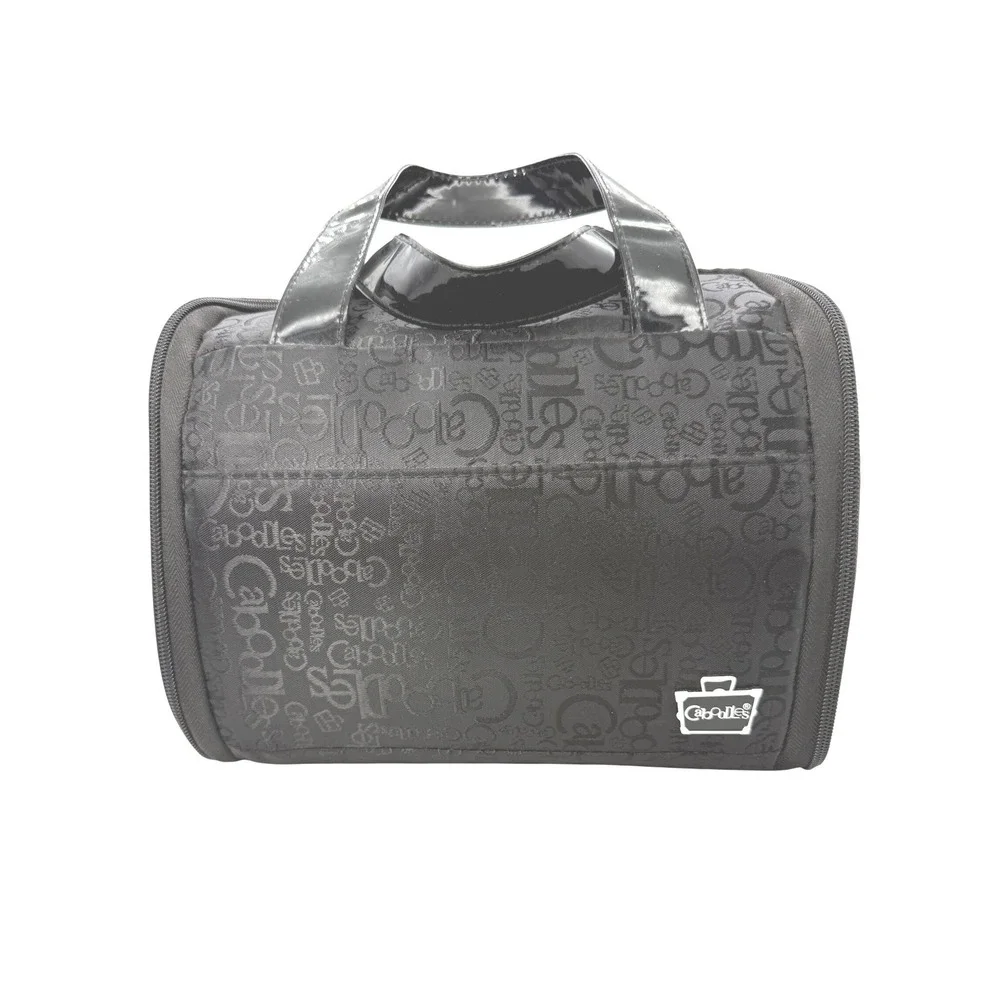 Caboodles Black Logo Print Hanging Toiletry Bag Makeup Organizer Travel Case